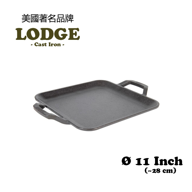 Lodge Chef Collection 系列 11英寸鑄鐵方煎鍋 LC11SGRINT
