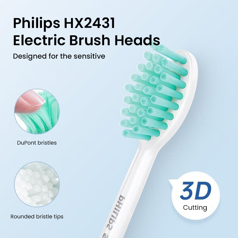 Philips飛利浦 Hx2431 聲波震動牙刷, 兩種清潔模式, IPX7防水效能, 電池可達兩週使用
