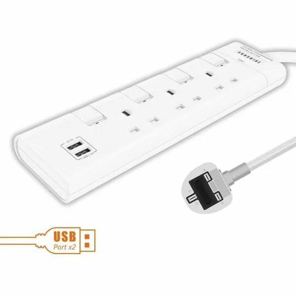 SUNSHINE陽光  ESUB 13A 三位/四位 獨立提示燈開關拖板+兩位USB充電位 (連3米線)