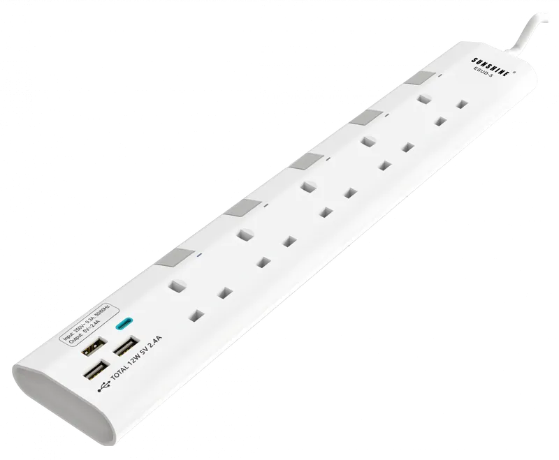 SUNSHINE陽光 ESUD 13A 三位/四位/五位 獨立提示燈開關拖板+三位USB +1位Type C (連3米線)