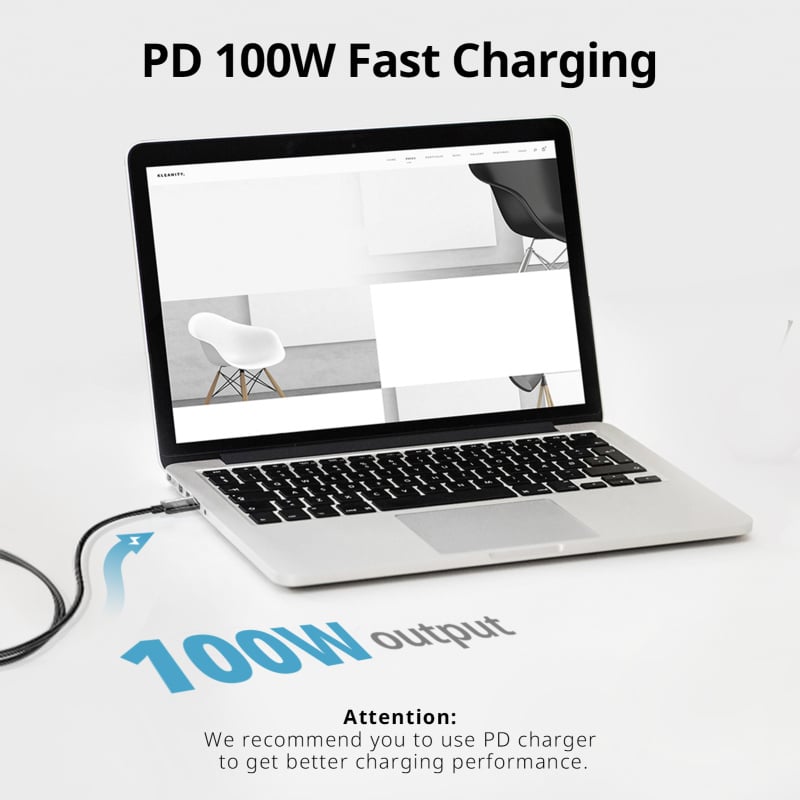 SUPERV RT100 USB-C to USB-C Cable 100W PD100W Fast Charging 120cm