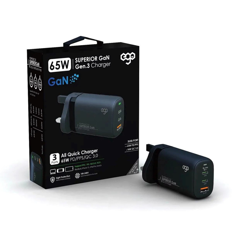 EGO Superior GaN 65W 3輸出細小USB充電器 (A2018)