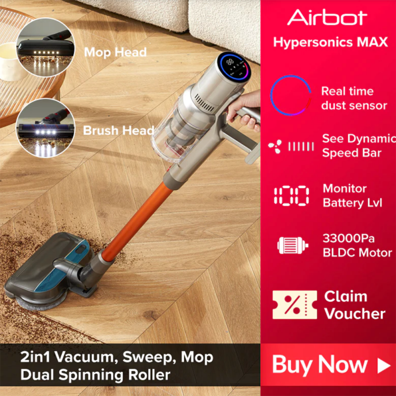 Airbot Hypersonics MAX 33000Pa 拖地吸塵二合一無線吸塵機