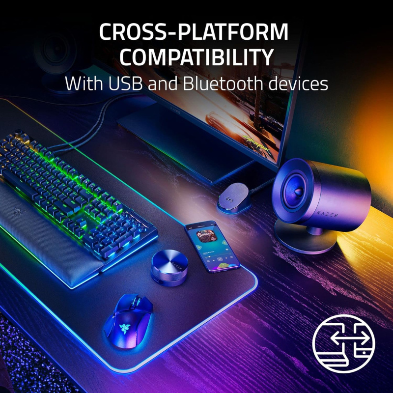 Razer Nommo V2 Pro 全音域 2.1 電腦遊戲喇叭與無線重低音揚聲器