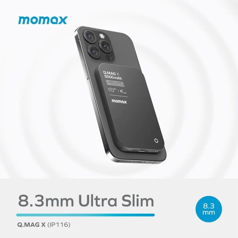 Momax Q.Mag X 5000mAh超薄磁吸流動電源 [IP116]