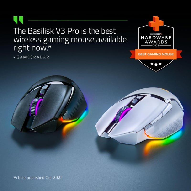 Razer Basilisk V3 Pro 無線遊戲滑鼠 (黑/白色)