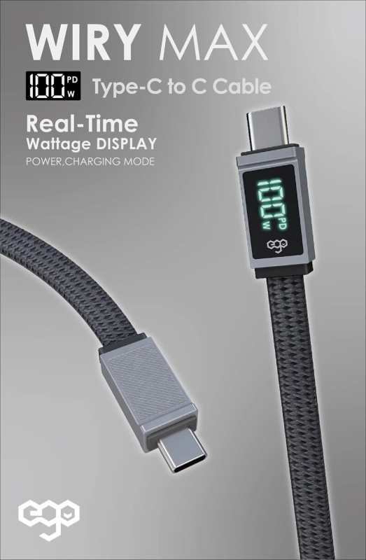 EGO Wiry Max 100W C to C 即時速度顯示充電線