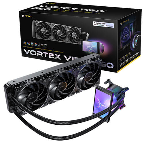 ANTEC VORTEX VIEW 360 ARGB Liquid CPU Cooler with Rotatable LCD Display