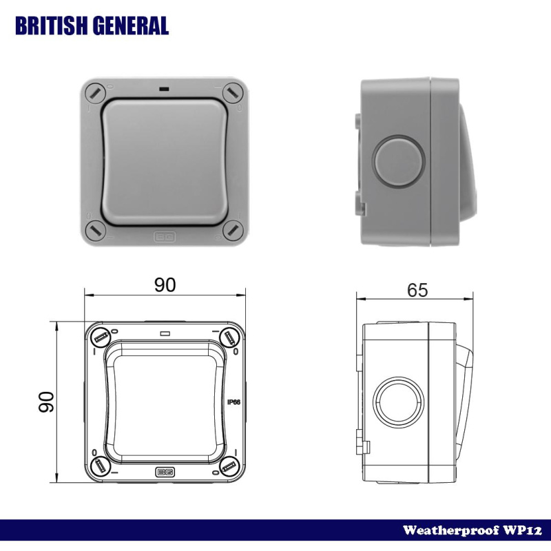 英國 BG British General 20AX 防水 IP66/ 防UV 不易變形/ 大面開關掣/ 指示燈/ 單位/ 雙控 WP12 Storm Weatherproof