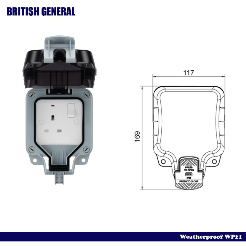 英國 BG British General 13AX 防水 IP66/ 防UV 不易變形/ 插座 / 開關掣/ 指示燈/ 單位 WP21 Storm Weatherproof