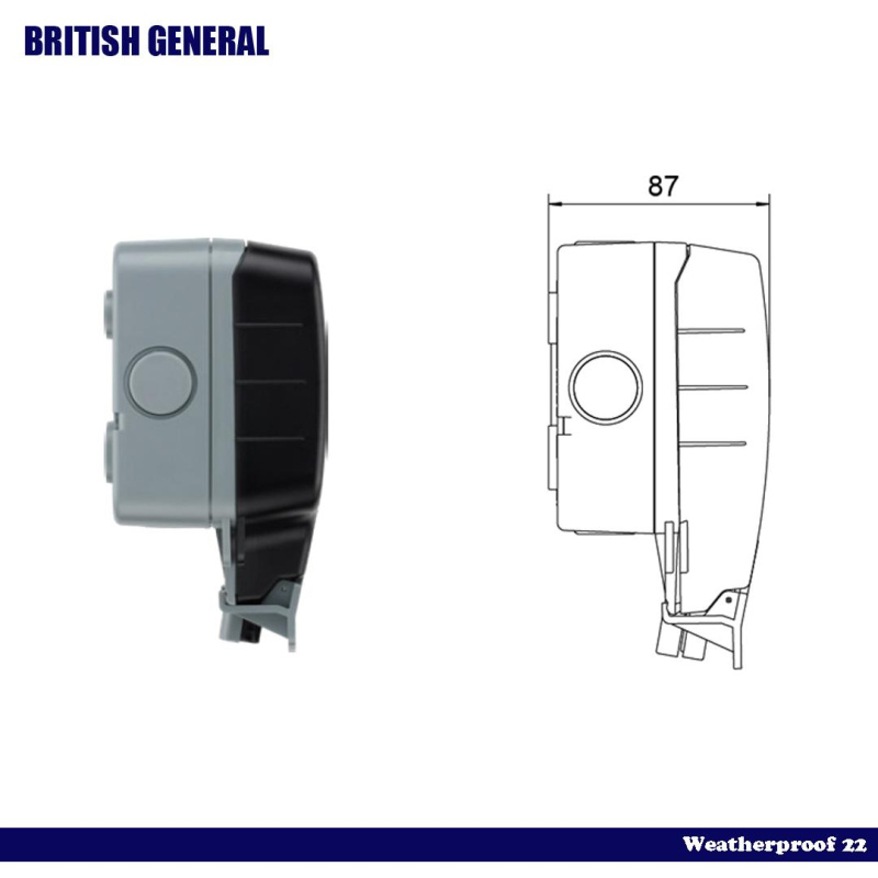 英國 BG British General 13A 防水 IP66/ 防UV 不易變形/ 插座 / 獨立開關掣/ 指示燈/ 雙位 WP22 Storm Weatherproof