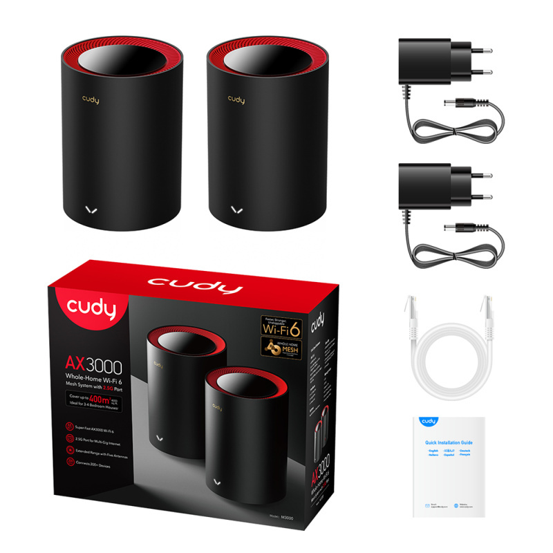 Cudy M3000 AX3000 2.5G Dual Band Wi-Fi 6 Mesh System [2-Pack]
