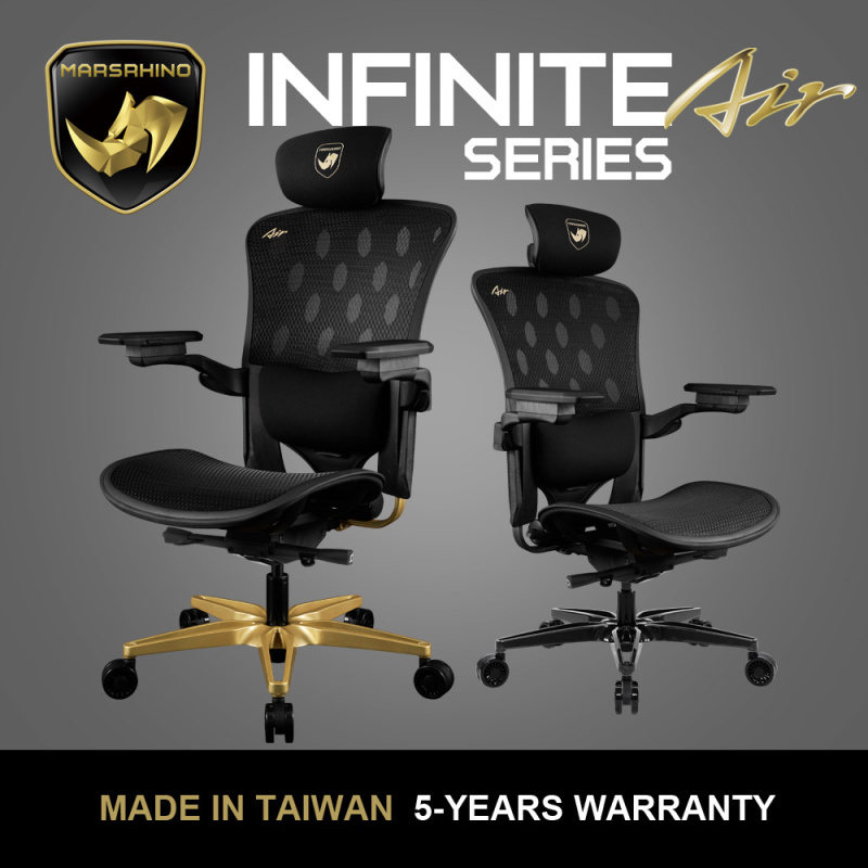 MarsRhino 火星犀牛 INFINITE AIR 無限黑AIR 超跑人體工學椅 (黑色) (台灣製)