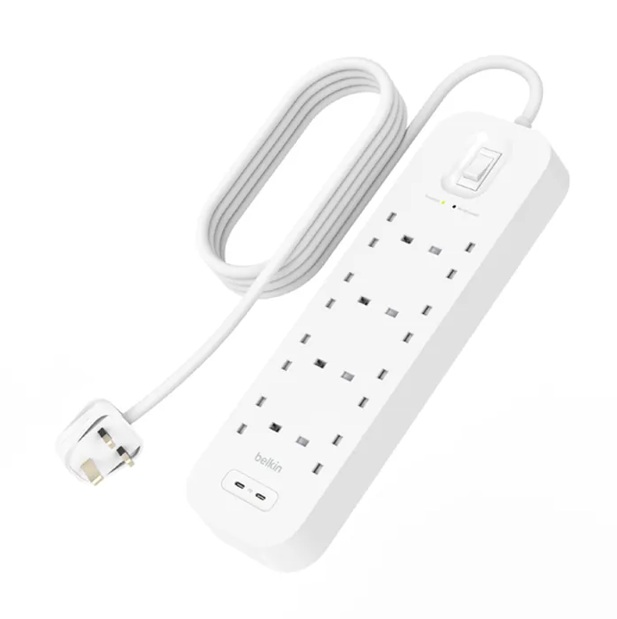 Belkin USB-C 充電 8 位防雷保護拖板 (連兩位USB-C充電) (SRB004af2M-REV)