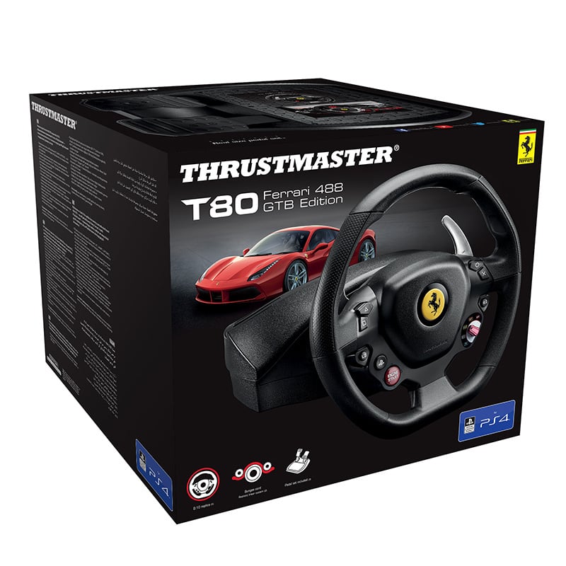 Thrustmaster 圖馬思特 T80 Ferrari 488 GTB Edition 方向盤+腳踏