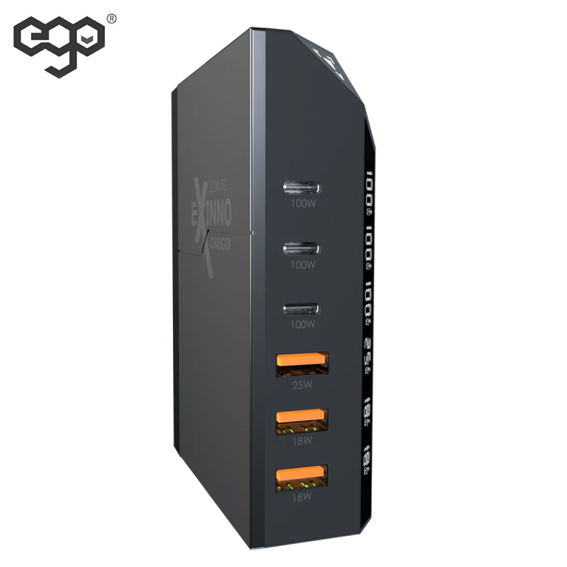 EGO EXINNO 120W 即時輸出顯示 6端 USB充電器 EX120【原裝行貨 一年保養】