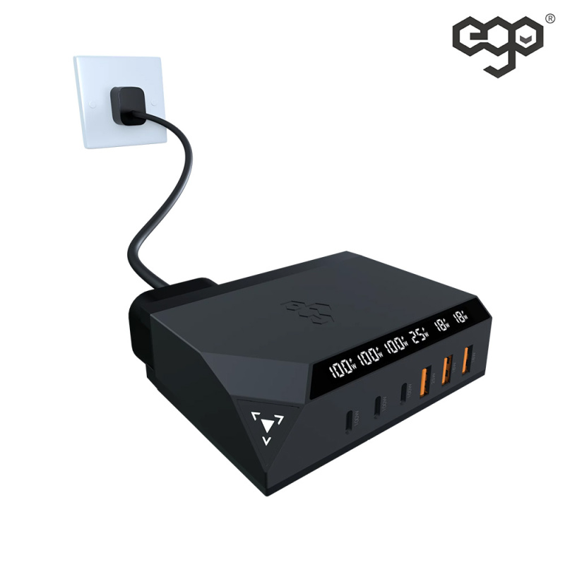 EGO EXINNO 120W 即時輸出顯示 6端 USB充電器 EX120【原裝行貨 一年保養】