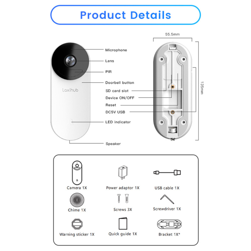 【新品到貨】Arenti Laxihub BellCam 1080P Wifi 無線門鈴攝影機【原裝行貨一年保養】