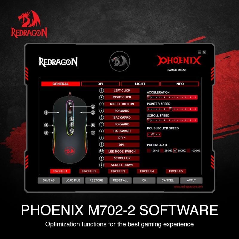 Redragon M702-2 PHOENIX 10000 DPI RGB Gaming Mouse Redragon M702-2 PHOENIX 10000 DPI RGB Gaming Mouse