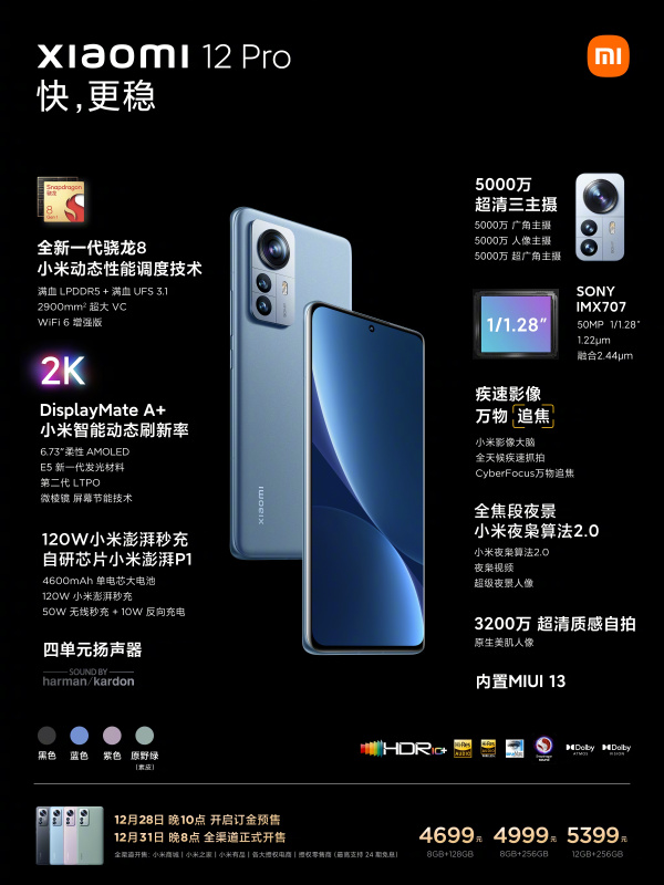 Xiaomi 小米 12 Pro 5G 智能手機 (8+256GB) 國際中文版