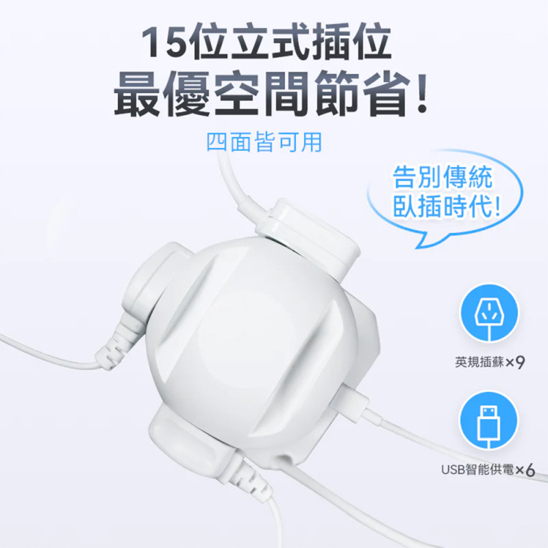 Yohome 家の逸 塔插式多功能智能安全收納拖板(SM-YG6U9A)【原裝行貨一年保養】