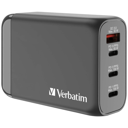 Verbatim 4端口100W PD 3.0 & QC 3.0 GaN旅行充電器 [66967]