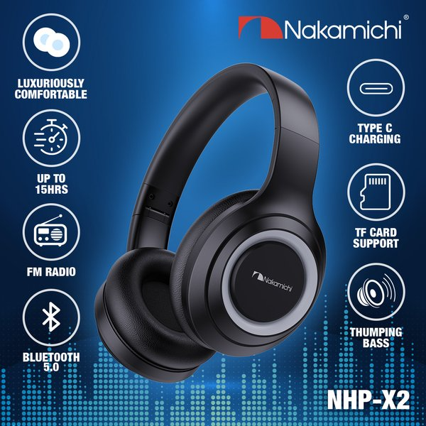 NAKAMICHI - NHP-X2 頭戴式藍牙耳機，配備FM收音機、卡槽以及Aux-in