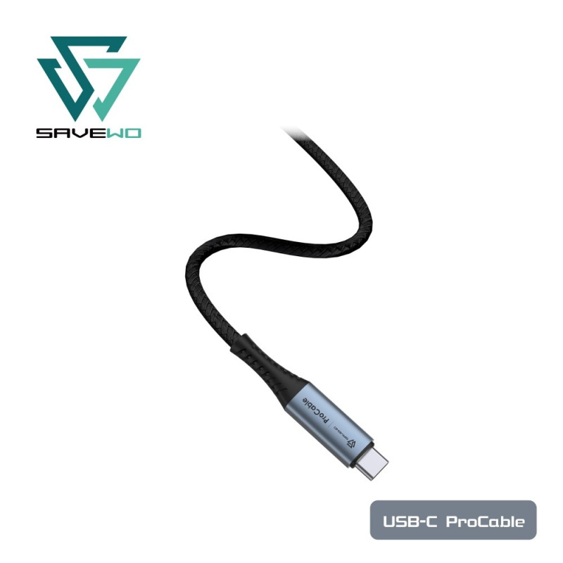 Savewo 救世 ProCable USB-C LED 功率顯示 USB4 Thunderbolt 4 極速充電傳輸線 (1m)