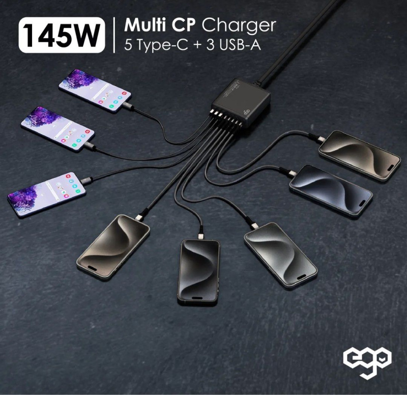 EGO 145W Multi CP 8USB充電器 (5 Type-C+ 3 USB-A)