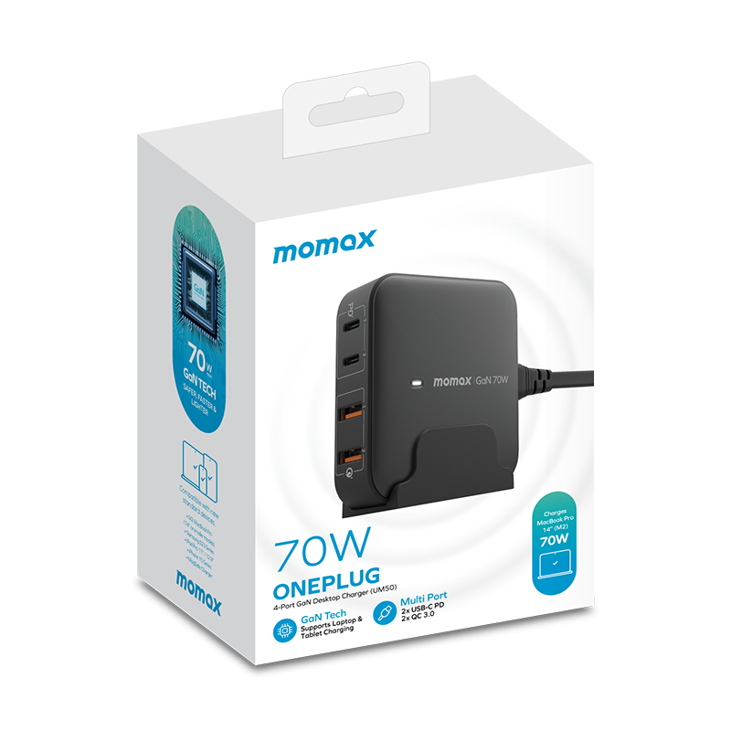 Momax ONEPLUG 70W GaN 4輸出桌面充電器 UM50