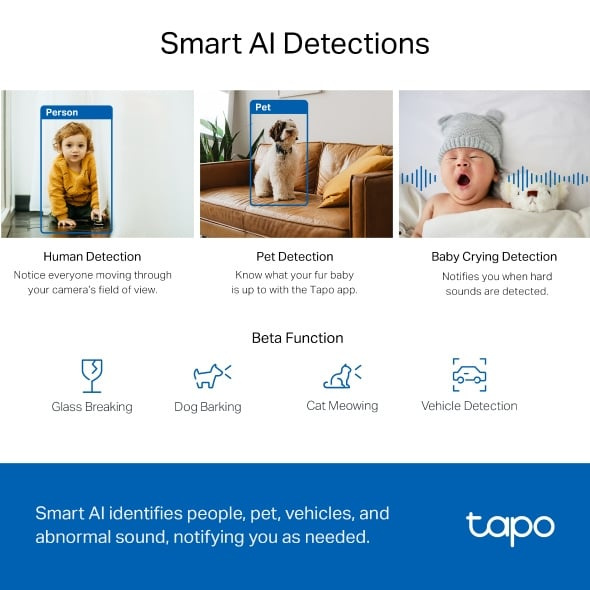 TP-Link Tapo C220 2K QHD Pan/Tilt AI Home Security Wi-Fi Camera 智能WiFi網路攝影機 TP-Link Tapo C220 2K QHD Pan/Tilt AI Home Security Wi-Fi Camera 智能WiFi網路攝影機