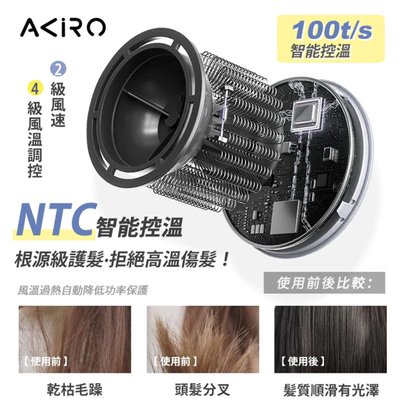 Akiro AirStyle-Q Plus 3億負離子護髮速乾高速風筒【香港行貨 1年保養】