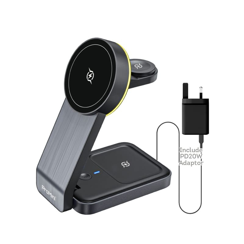 ProMini MagW3F 磁吸三合一摺疊式無線快充座連火牛