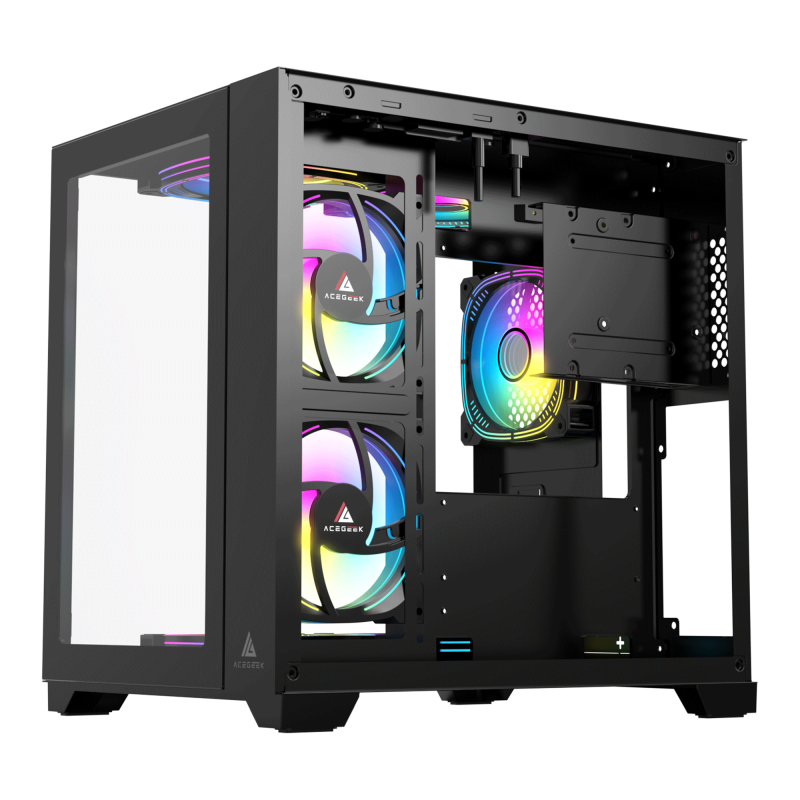Acegeek Aquarium M345 M-ATX Tempered Glass - 黑色