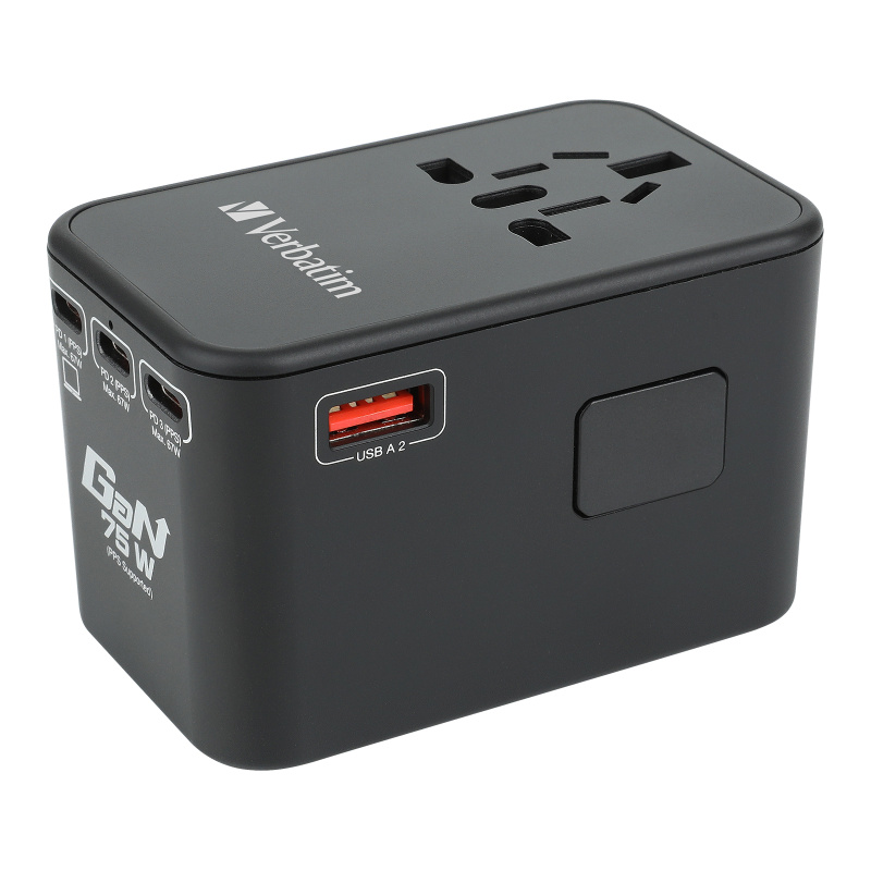 Verbatim 5 端口 75W PD 3.0 & QC 3.0 GaN 通用旅行轉插 66919 / 66920
