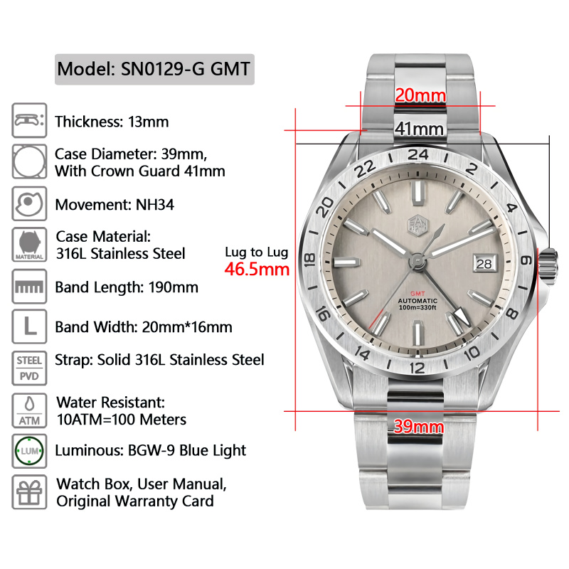 San Martin SN0129-G GMT 機械錶