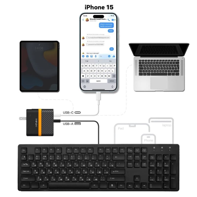 Minix P4K 4K HDMI Hub with 65W GaN Charger Adapter for Switch, Laptop, Smartphone, Tablet