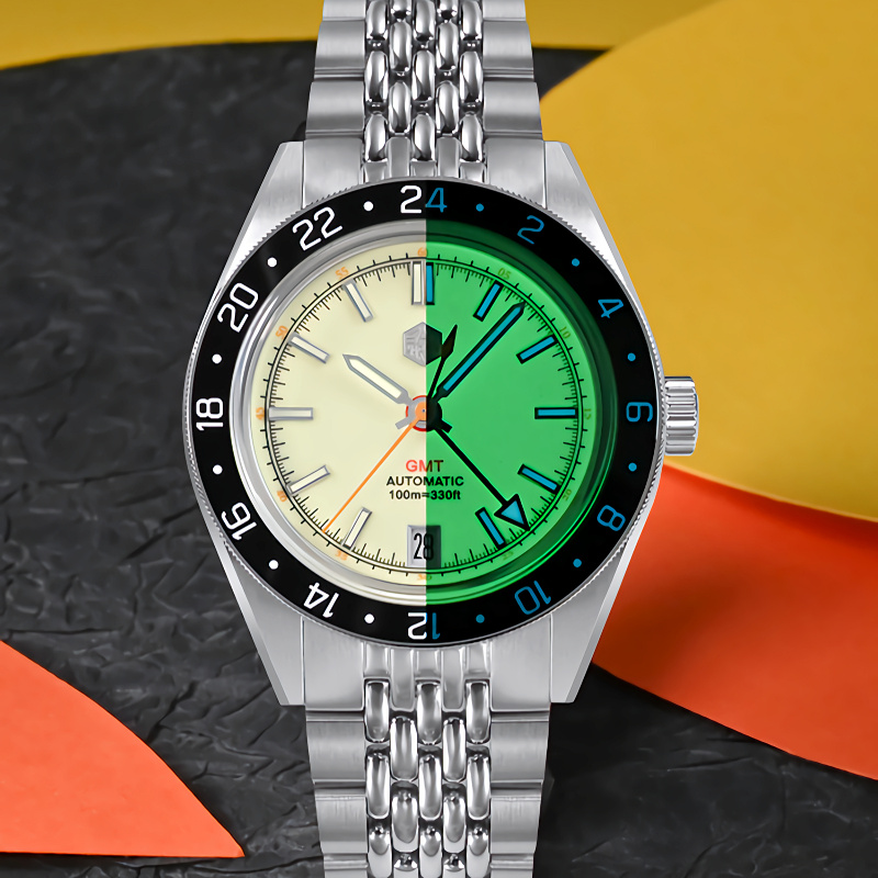 SanMartin X JetsoStore著數店 限定版 SN0116-LUM-G 綠色 SN0116-LUM-W 白色 39.5mm GMT NH34 全夜光錶盤