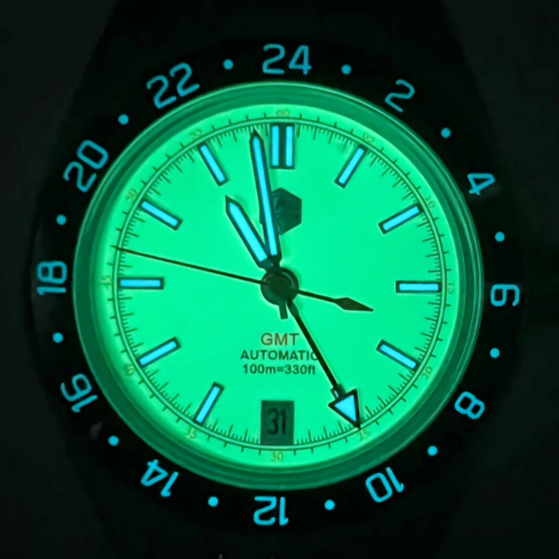 SanMartin X JetsoStore著數店 限定版 SN0116-LUM-G 綠色 SN0116-LUM-W 白色 39.5mm GMT NH34 全夜光錶盤