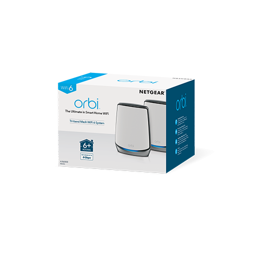 Netgear Orbi RBK852 三頻 Mesh WiFi 6路由器 (AX6000) [2件裝] (送5M網路線)