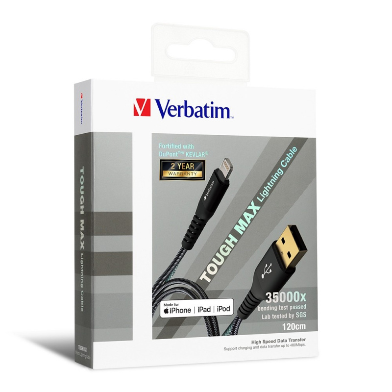 Verbatim Sync & Charge Tough Max Lightning Cable 120cm 65857