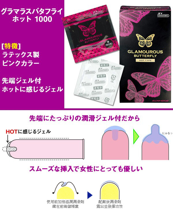 JEX 魅力蝴蝶 熱感 安全套 Glamourous Butterfly Hot Type (日本版) 6個裝