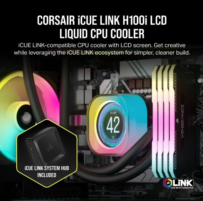 CORSAIR iCUE LINK H170i LCD 420MM Liquid CPU Cooler - BLACK [ CW-9061009-WW ]