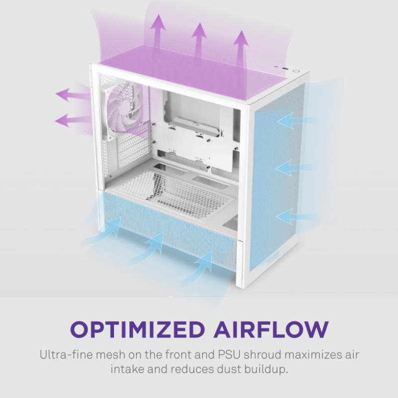 NZXT H3 Flow New Micro-ATX Airflow Case - ( Black / White ) NZXT H3 Flow New Micro-ATX Airflow Case - ( Black / White )