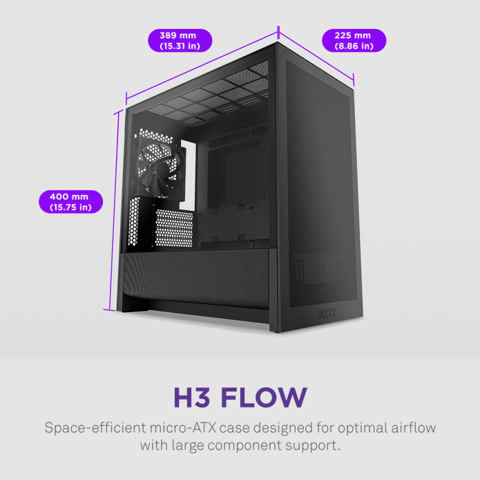 NZXT H3 Flow New Micro-ATX Airflow Case - ( Black / White ) NZXT H3 Flow New Micro-ATX Airflow Case - ( Black / White )