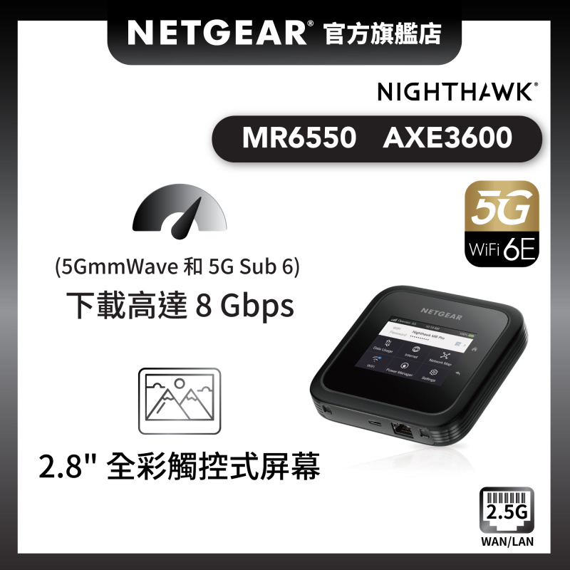 NETGEAR Nighthawk (MR6550) M6 Pro+ 5G mmWave AXE3600 WiFi 6E 流動