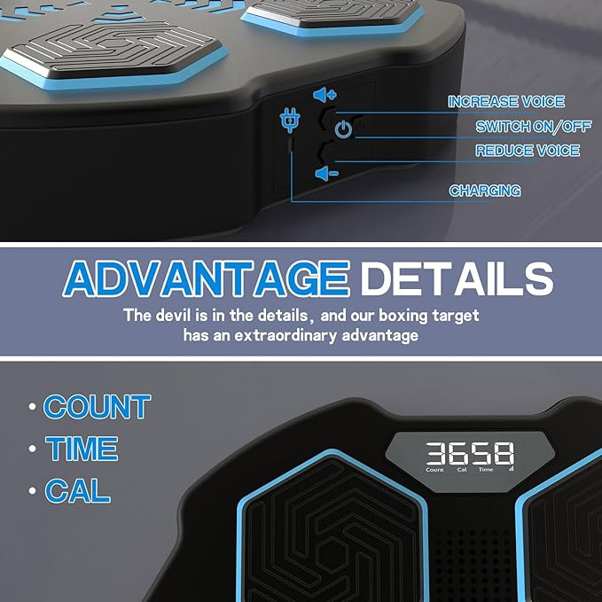 升級版 智能藍牙音樂拳撃機 訓練機 LED屏 送半指拳套
