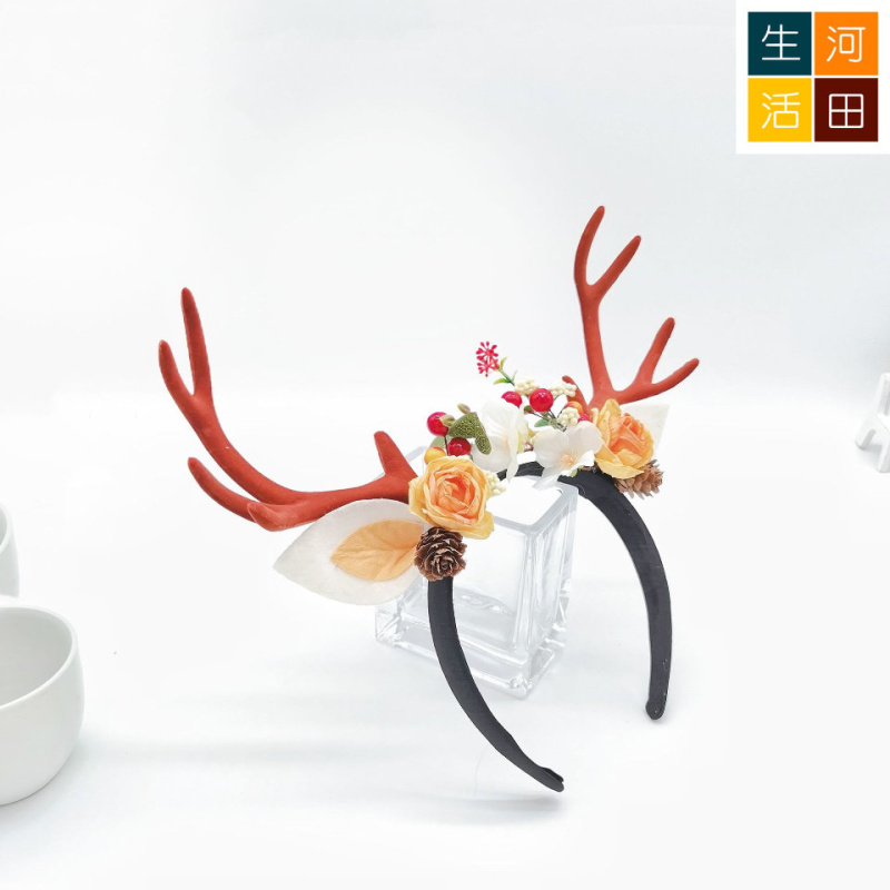 聖誕節發光頭飾鹿角髮箍 | 仙女森系裝扮 | 超仙花花髮夾卡 | 派對裝飾頭箍