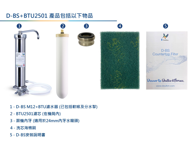 香港代理受權經銷商 Doulton D-BS BTU(NSF)) M12 系列座台式濾水器 + BTU (NSF) (2501) 濾芯