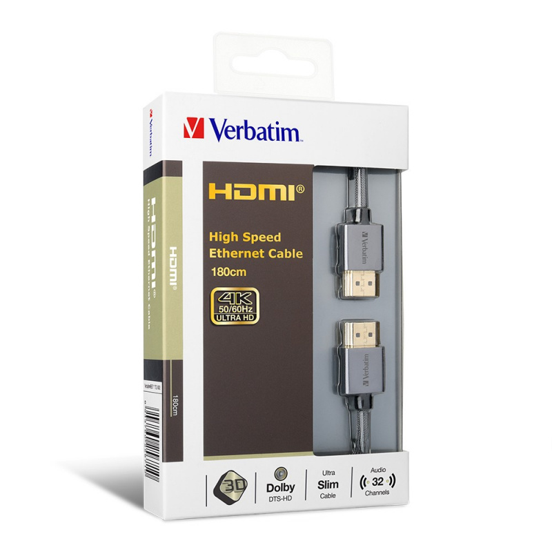 Verbatim HDMI V2.0 High Speed Ethernet HDMI Cable (180cm/約6尺) - 65671